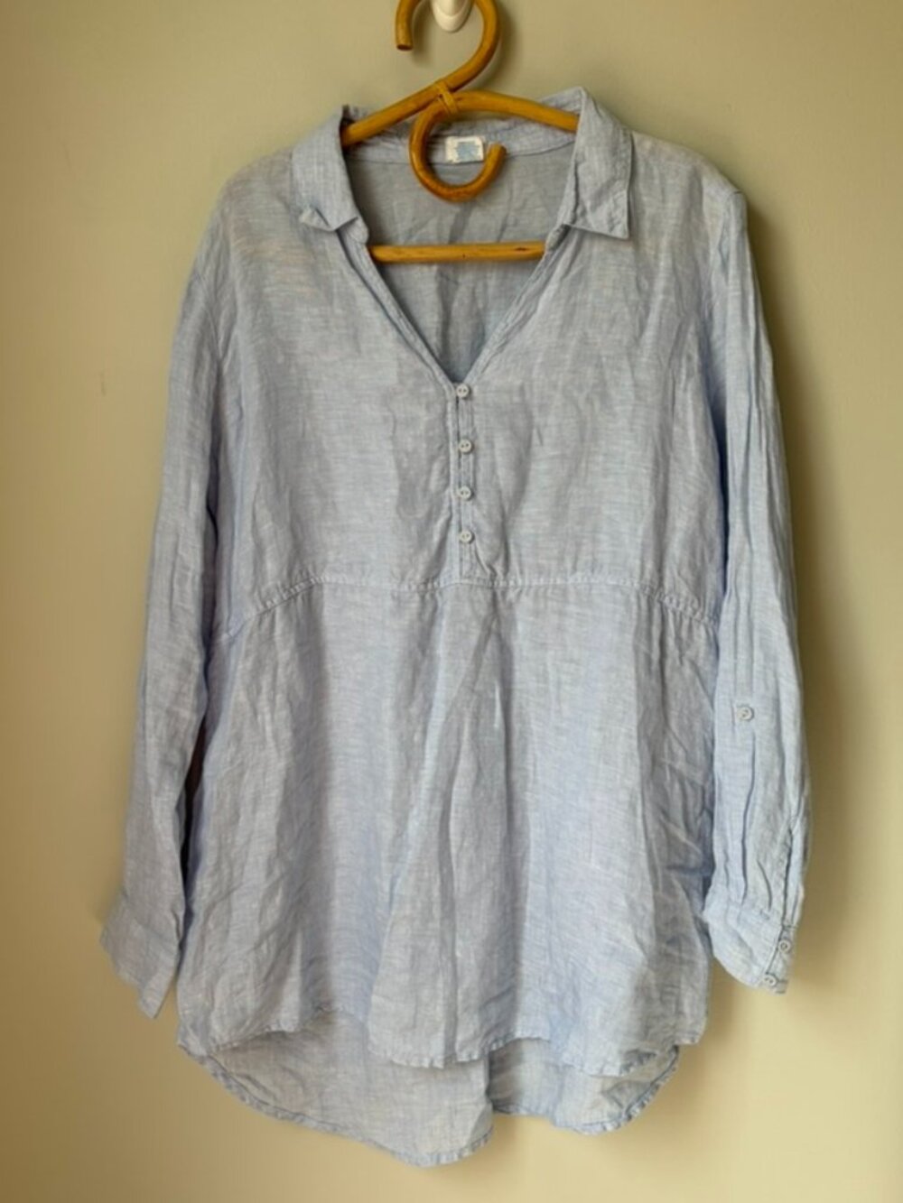 Sigrid Olsen 100% Linen Light Blue Tunic Women's XL